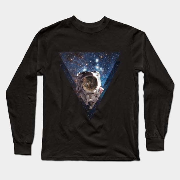 Astronaut Space Cat in Galaxy Long Sleeve T-Shirt by Bluepress